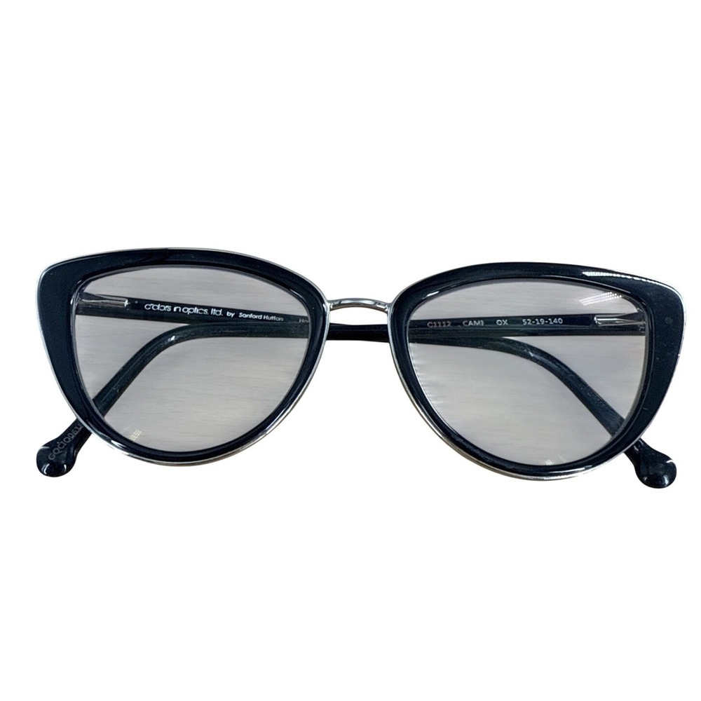Colors in Optics by Sanford‎ Hutton Cat Eye Glasses Black 52 19 140 Frames Only